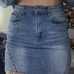 *personalized* studded denim skirt. Iris Jeans